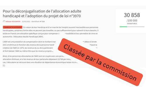 Illustration article  AAH et revenus du conjoint: pourquoi la pétition supprimée?