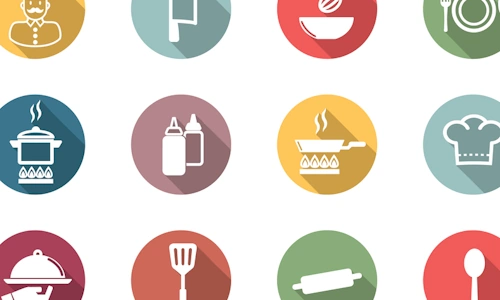Série d'icones autour de l'alimentation et du repas