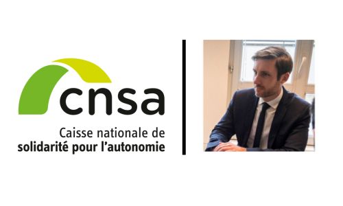 Logo de la CNSA + portrait de Maëlig Le Bayon en costume cravate.
