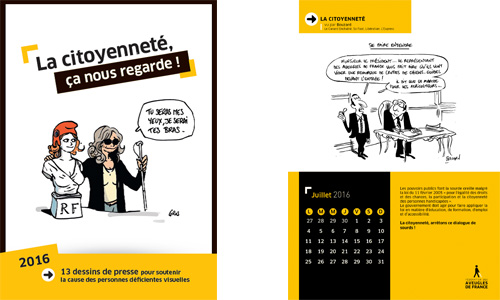 Calendrier 2016 : humour en dessins pour les aveugles