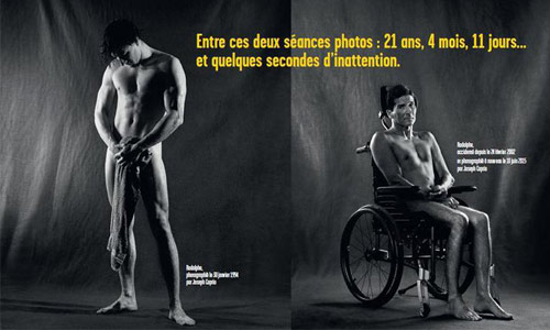 Illustration article Rodolphe, tétraplégique, pose nu pour la Sécurité routière