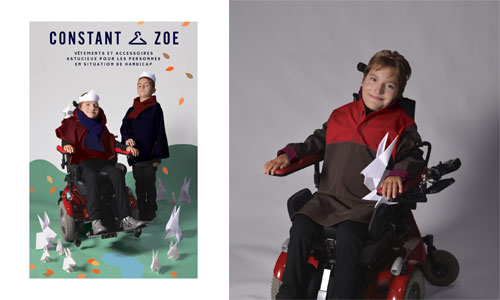 Illustration article Des vêtements enfant handicapé dans un grand magasin