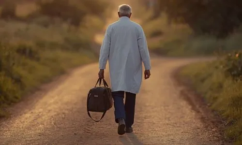 M&eacute;decin de campagne avec sa malette de docteur