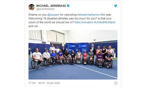 Illustration article Discrimination : l'US open 2020 exclut le tennis fauteuil