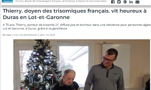 Thierry, 75 ans, le doyen des Français avec Trisomie 21 ?