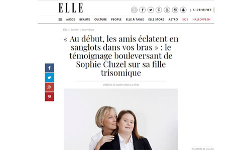 Illustration article Sophie Cluzel se confie sur sa fille trisomique dans Elle