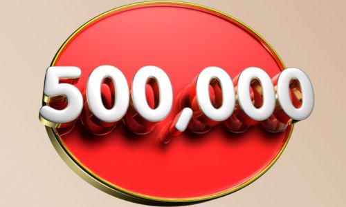 Chiffre 500 000 se détachant sur un cercle rouge