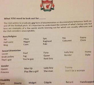 Illustration article " Infirme " : l'insulte bannie par le club de Liverpool