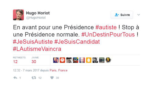 Illustration article Le comédien autiste Hugo Horiot candidat à la présidentielle