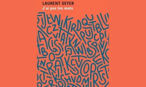 Couverture du livre avec des lettres en bleu sur un fond orange.