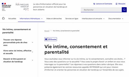 Mon parcours handicap: 2 rubriques sur intimité et violences