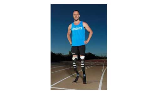 Pistorius sur une piste d’athlétisme.