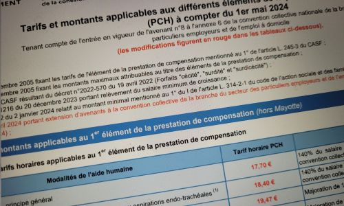 PCH aide humaine : hausse de certains tarifs le 1er mai 2024