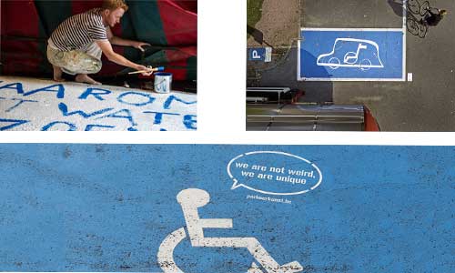 Illustration article Places parking handicapé : en Belgique, des œuvres d'art !