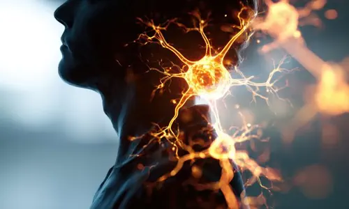 Homme de profil avec un surimpression sur le haut de la moelle