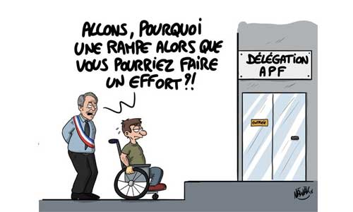 Illustration article Une rampe pour des pots de fleurs mais pas pour le handicap