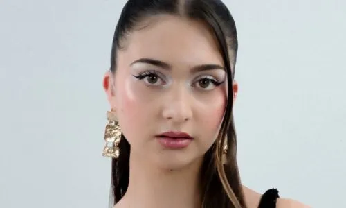Rose Paynel de face sur fond gris