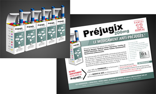 Illustration article Préjugix, un médicament contre les préjugés en pharmacie