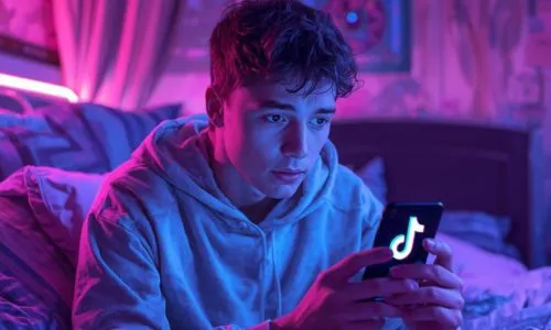 Un jeune gar&ccedil;on qui scrolle des contenus sur Tiktok