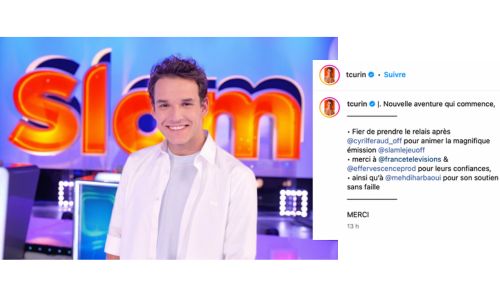 Post Instagram de Théo Curin, sur le plateau de Slam.