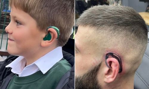 Illustration article UK : il se fait tatouer l'appareil auditif de son fils