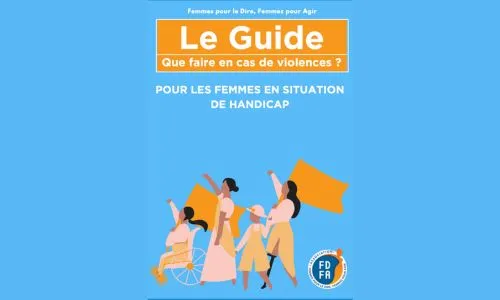 Couverture du guide : titre «Que faire en cas de violences ?» sur fond bleu