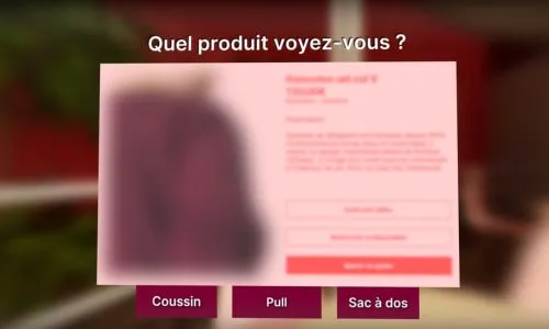 Photo d’un objet flouté avec écrit « Que voyez-vous ? » suivi de 3 propositions.
