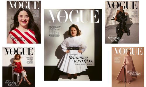Illustration article Vogue : 5 femmes handicapées en une pour "recadrer la mode"